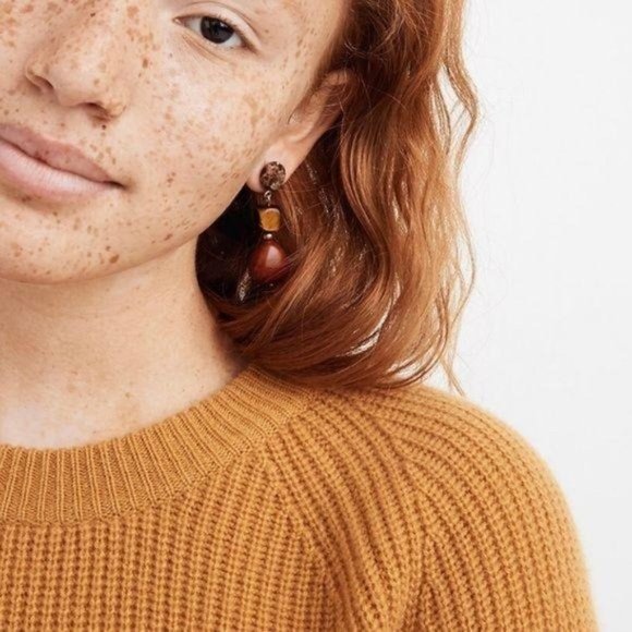 NWT Madewell Statement Stone Earrings In Red - Picture 3 of 6